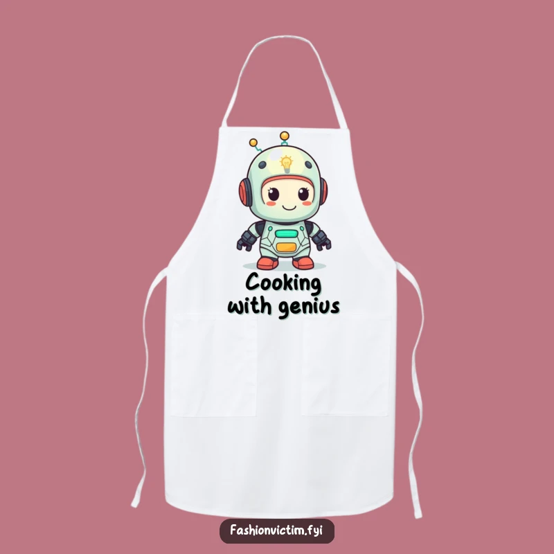 Funny Robot Lightbulb Apron - Hilarious Kitchen Wear for Smart Cooks!