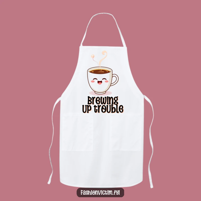 Funny Kawaii Coffee Cup Apron - Brew Laughter in the Kitchen!