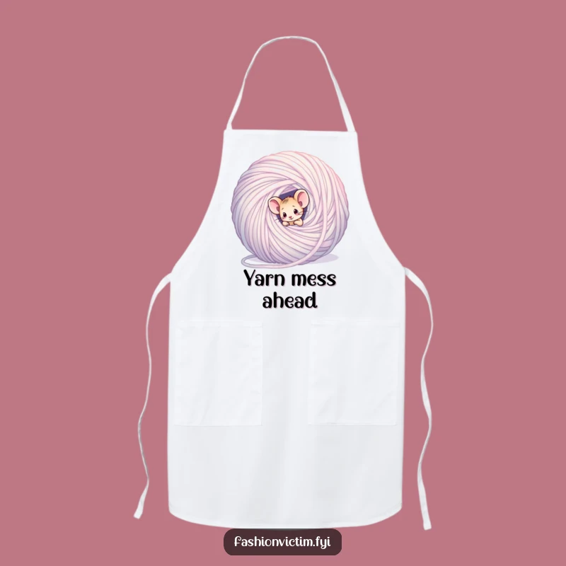Funny Mouse Yarn Apron: Keep Clean While Crafting with Humorous Style
