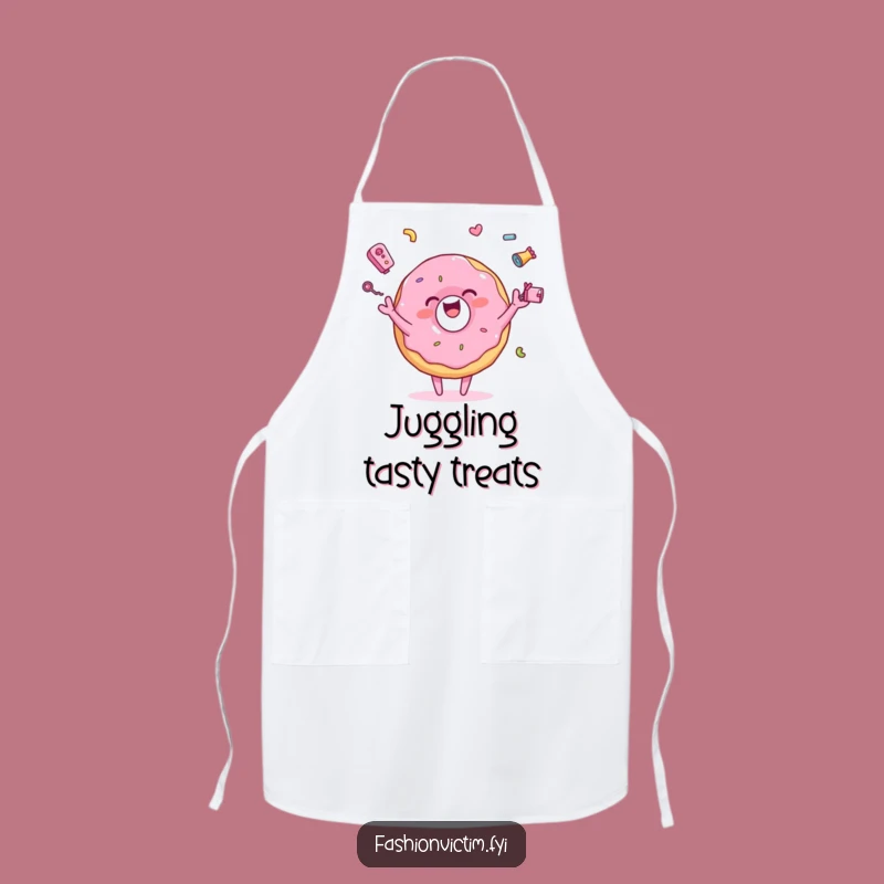 Funny Juggling Donut Apron: Colorful Baker for Kitchen Fun