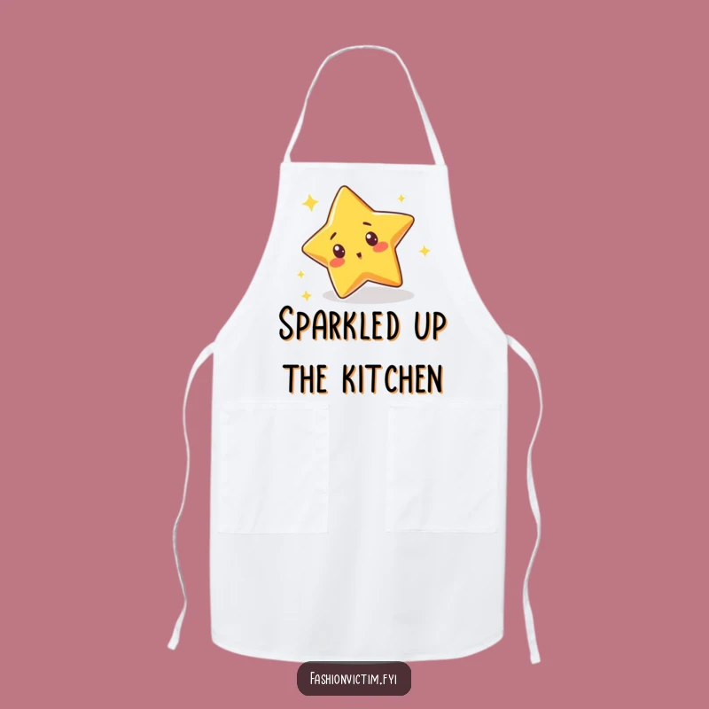Funny Star Trip Apron: Surprised Chef with Sparkle