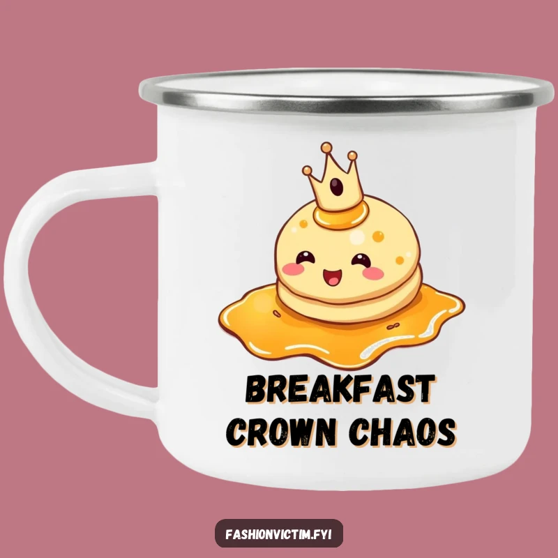 Funny Pancake Crown Camping Mug: Sip Royal Breakfasts on Outdoor Adventures