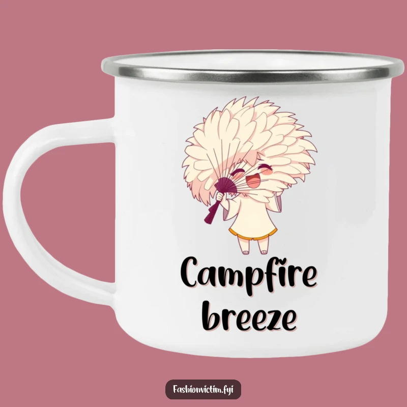 Funny Feathery Fan Camping Mug, Outdoor Enthusiasm with Mystery