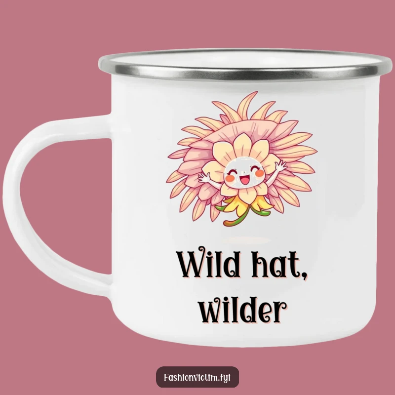 Funny Flower Hat Camping Mug - Whimsical Outdoor Fun Gift
