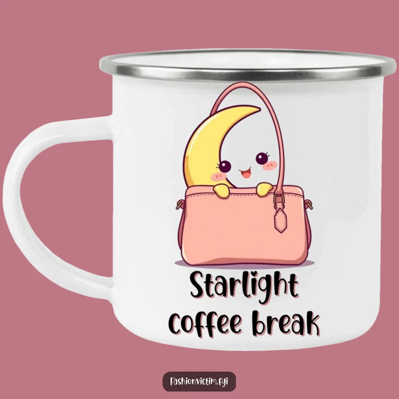 Funny Moon & Handbag Camping Mug: Adventure with Celestial Charm