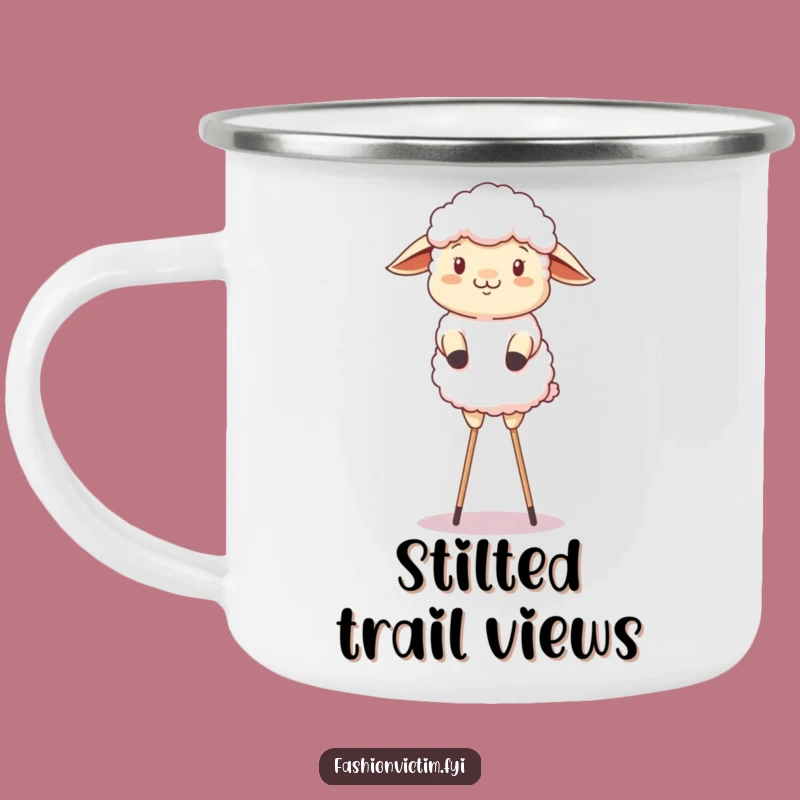 Funny Sheep Stilts Camping Mug: Adventure with Farmyard Fun