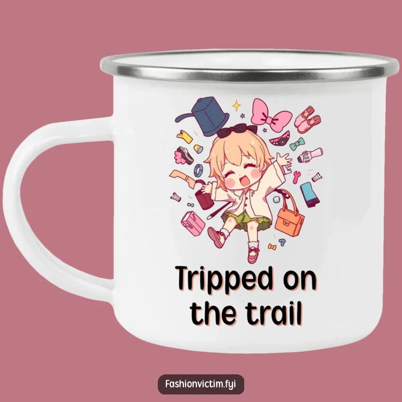 Funny Fashion Mishap Camping Mug: Outdoor Chaos Design, Durable and Hilarious Gift