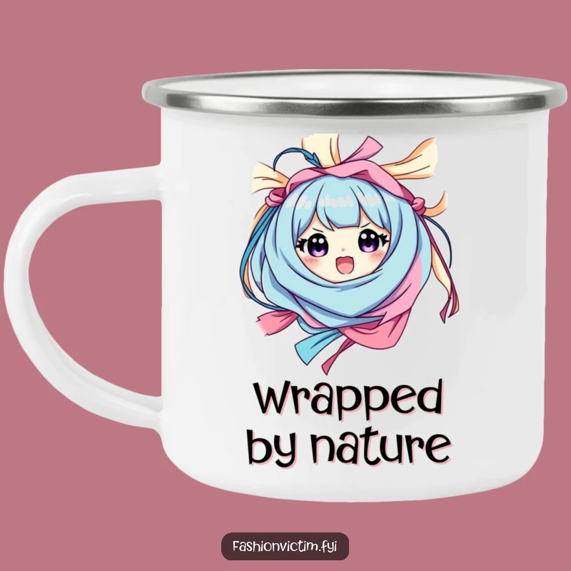 Funny Fabric Fiesta Enamel Mug: Adventure with Tangled Joy