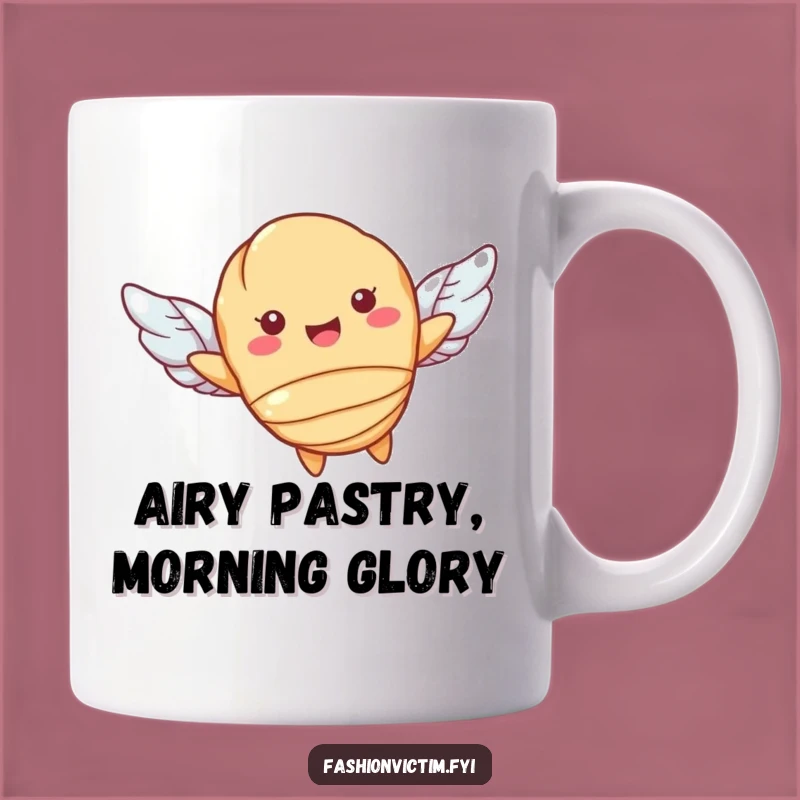 Funny Flying Croissant Mug - Whimsical Pastry Gift for a Joyful Morning