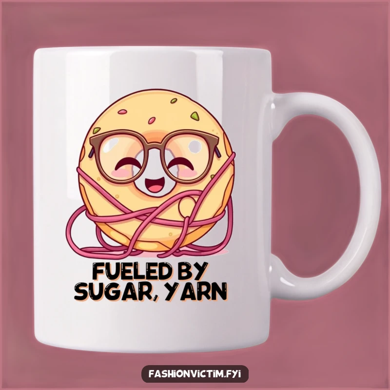 Funny Giggling Doughnut Glasses Yarn Mug - Hilarious Gift for Yarn Lovers