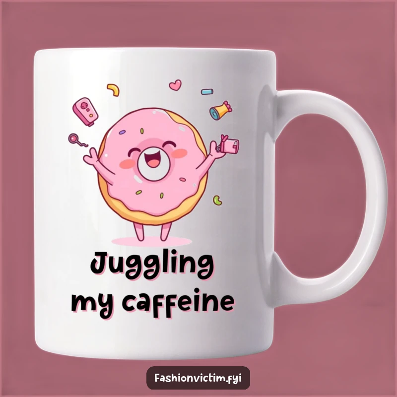 Funny Juggling Donut Mug: Colorful Character Gift for Bakers