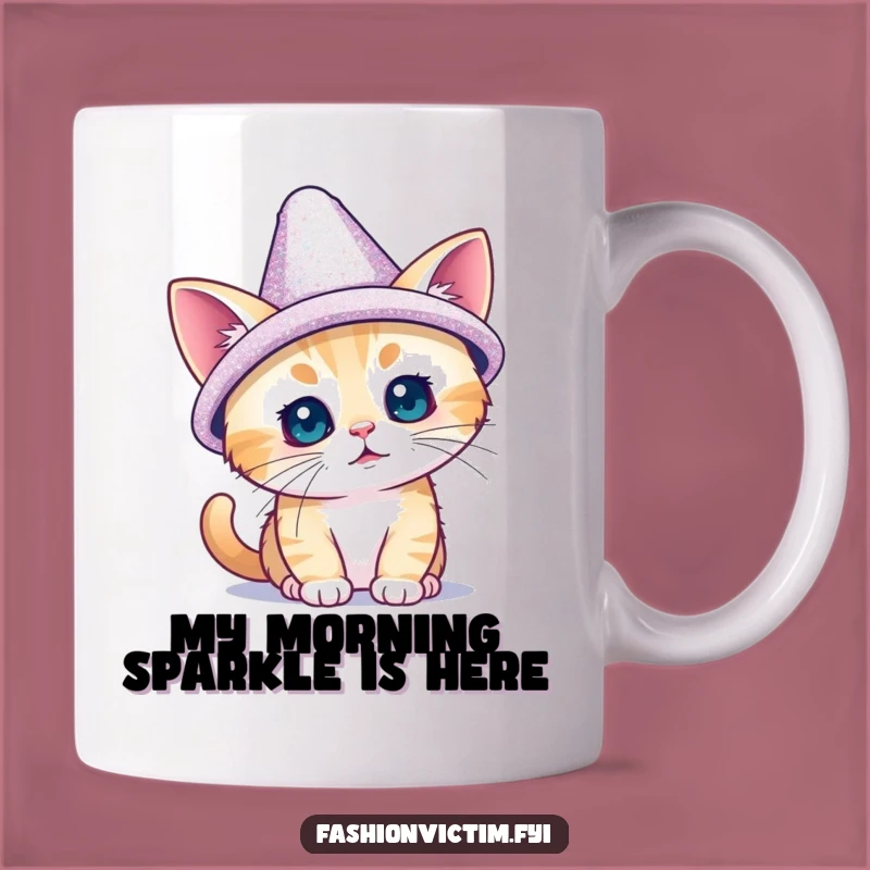 Funny Tiny Cat Sparkly Hat Mug - Adorable & Hilarious Gift for Cat Lovers
