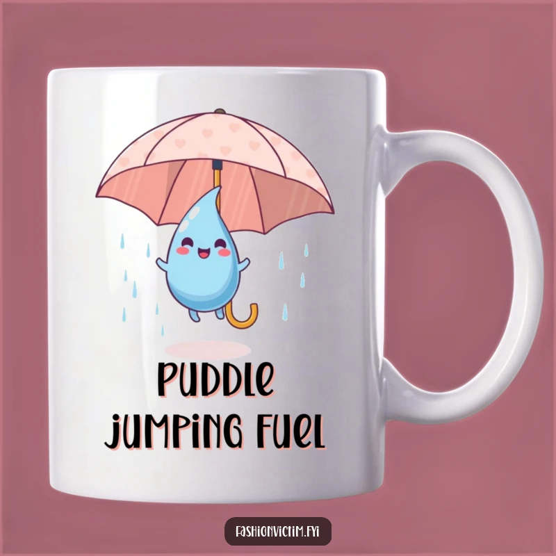 Funny Raindrop Umbrella Mug: Playful Bouncing Character Gift