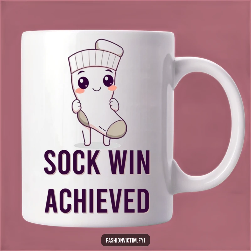 Funny Sock Match Mug: Triumphant Single Sock Display, Perfect Gift for Laundry Heroes