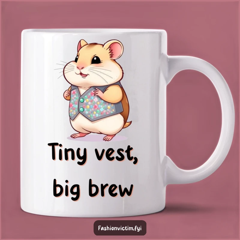 Funny Hamster Vest Mug: Adorable Tiny Sequined Style - Hilarious Gift