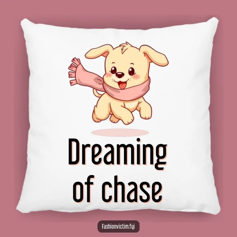 Funny Puppy Scarf Chase Pillow: Cozy Comfort with Canine Capers