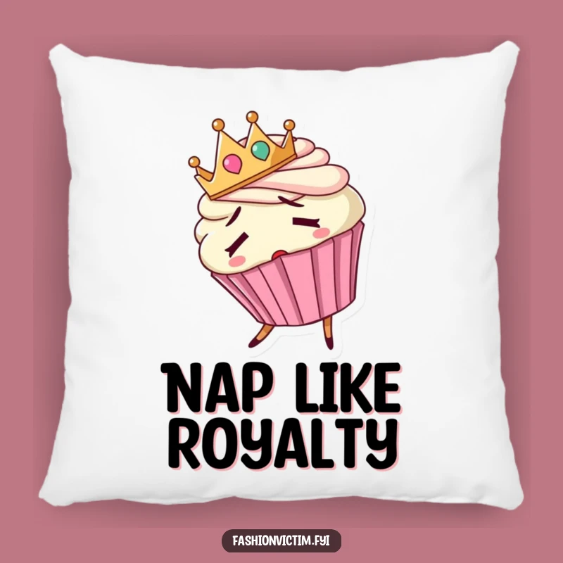 Funny Confused Cupcake Pillow: Cozy Comfort with Royal Sweetness