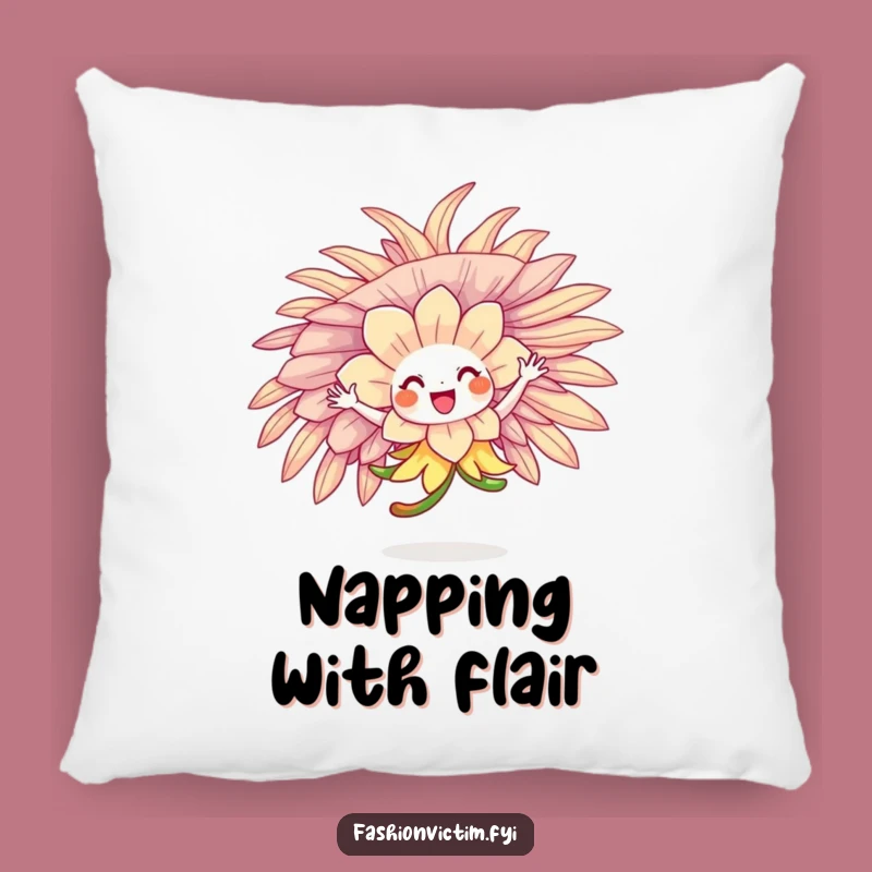 Funny Flower Hat Pillow - Cozy Whimsical Accent Decor Gift