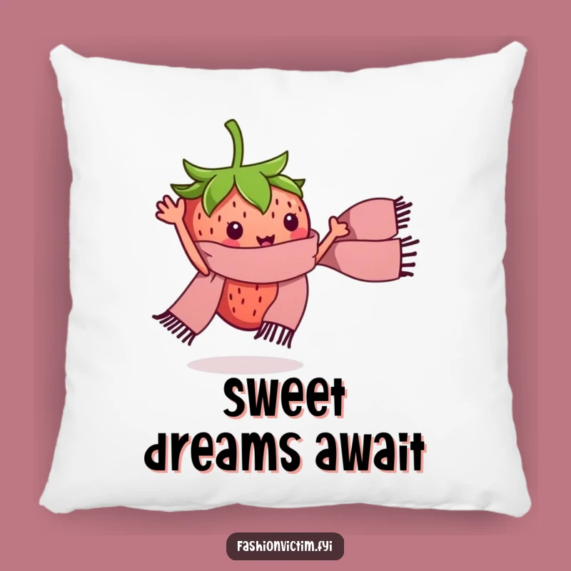 Funny Strawberry Scarf Pillow - Cozy & Hilarious Decor for Sweet Comfort!