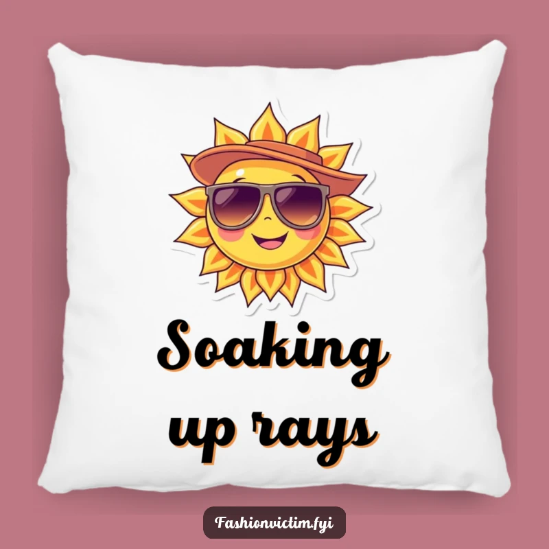 Funny Sun Comfort Pillow: Cool Sunglasses Hat Decor