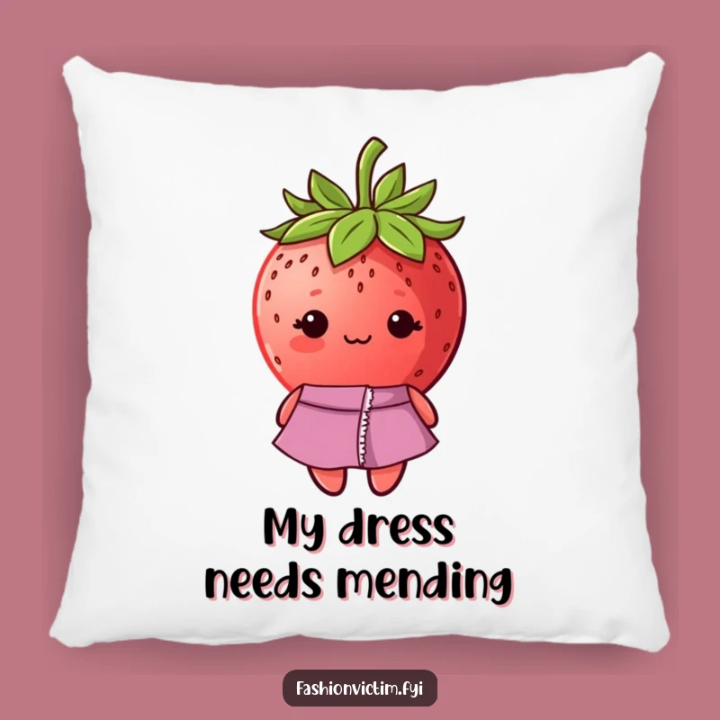 Funny Shy Strawberry Ripped Dress Pillow - Soft and Humorous Comfort