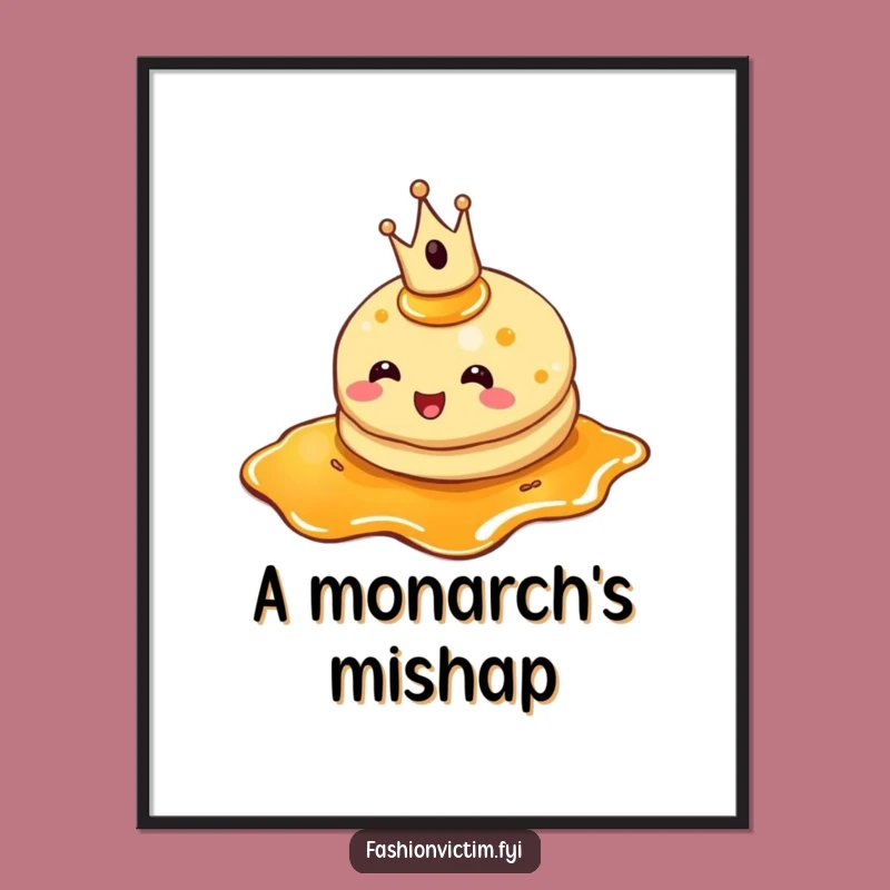 Funny Pancake Crown Digital Art Print: Instant Breakfast Whimsy for Your Walls