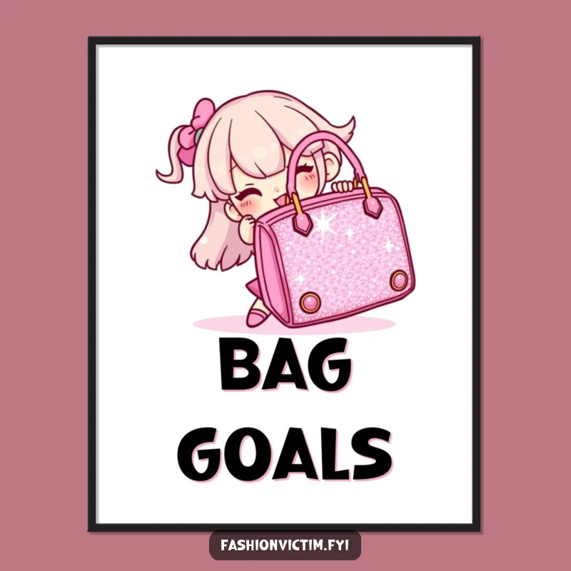 Funny Sparkly Handbag Struggle Digital Art, Instant Hilarious Decor