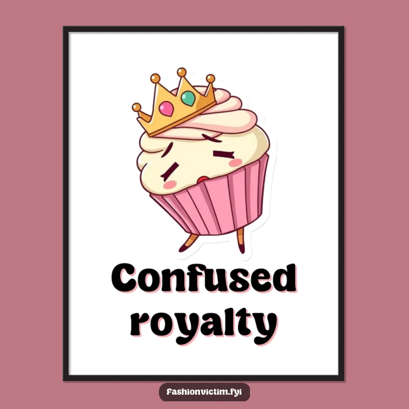 Funny Confused Cupcake Digital Print: Instant Sweetness for Your Walls