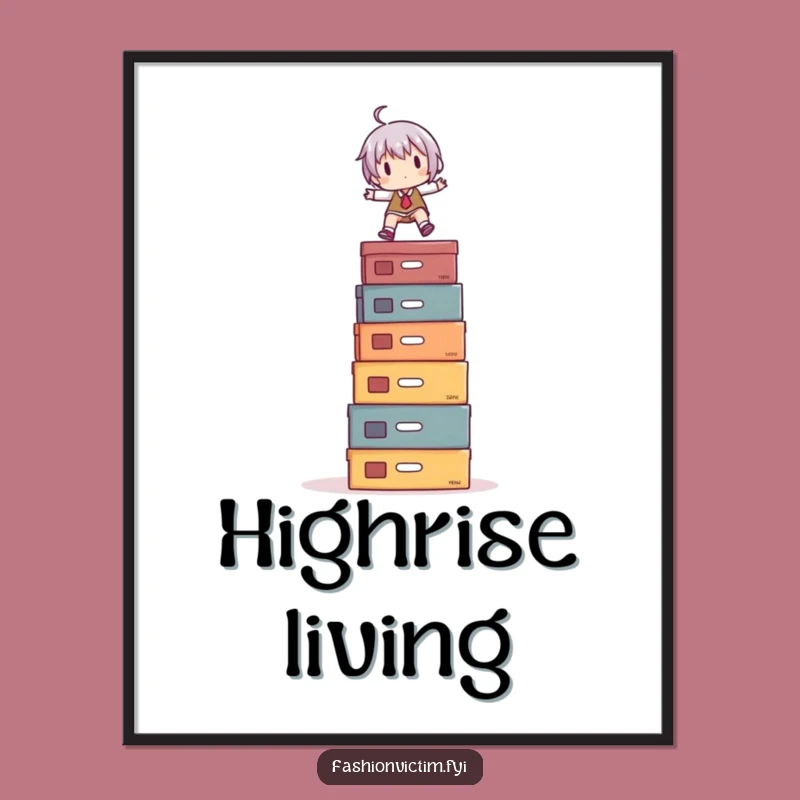 Funny Digital Art Print: Shoe Box Balancer Character, Instant Hilarious Decor for Any Room