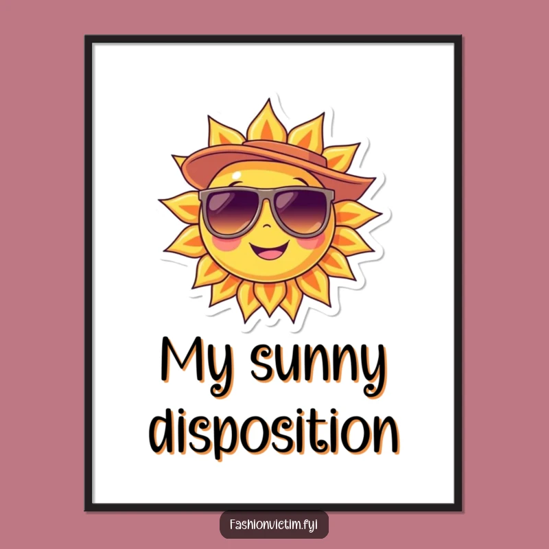 Funny Sun Digital Print: Cool Sunglasses Hat Art