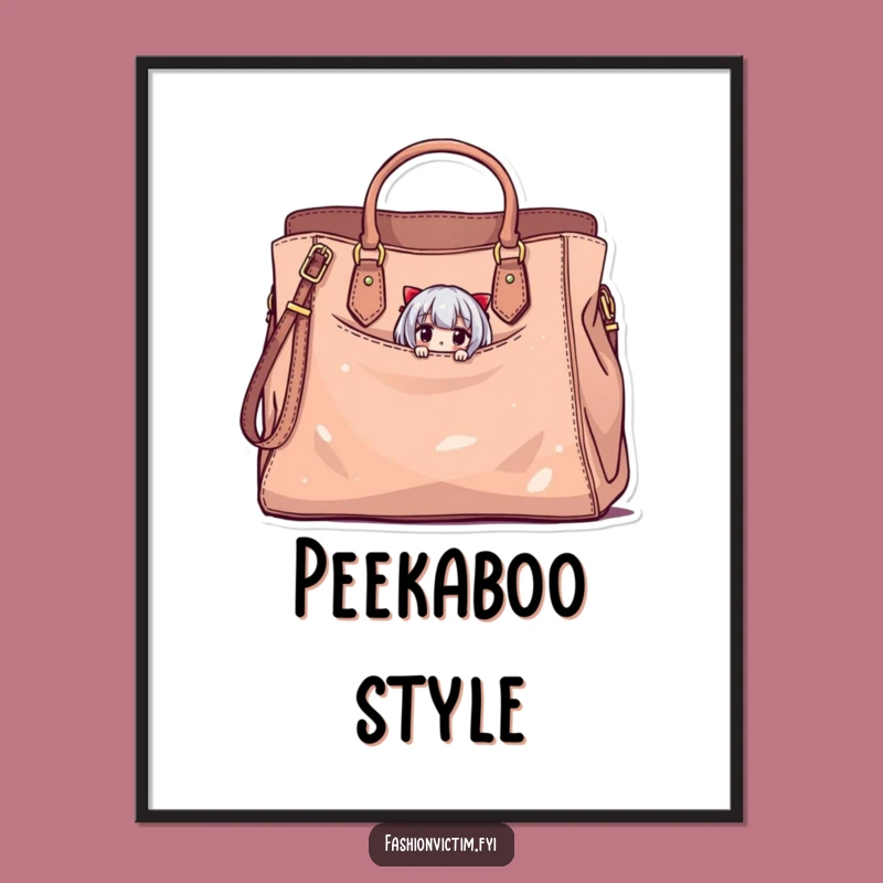 Funny Fashion Secret Digital Art: Tiny Character in Big Bag, Instant Funny Gift