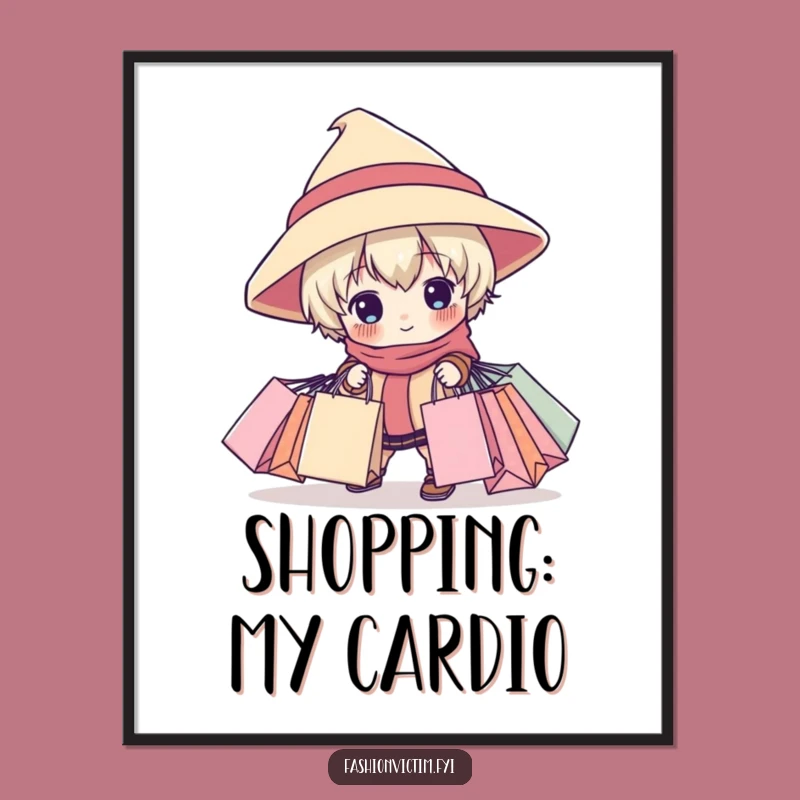 Funny Shopping Spree Digital Art: Child in Big Hat, Instant Funny Gift for Walls