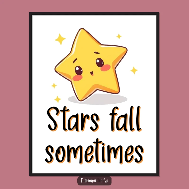Funny Star Trip Digital Art: Surprised Character Sparkle Decor