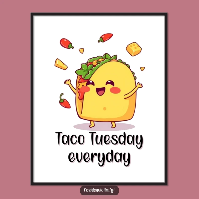 Funny Kawaii Taco Digital Art - Instant Joyful Decor for Your Walls!