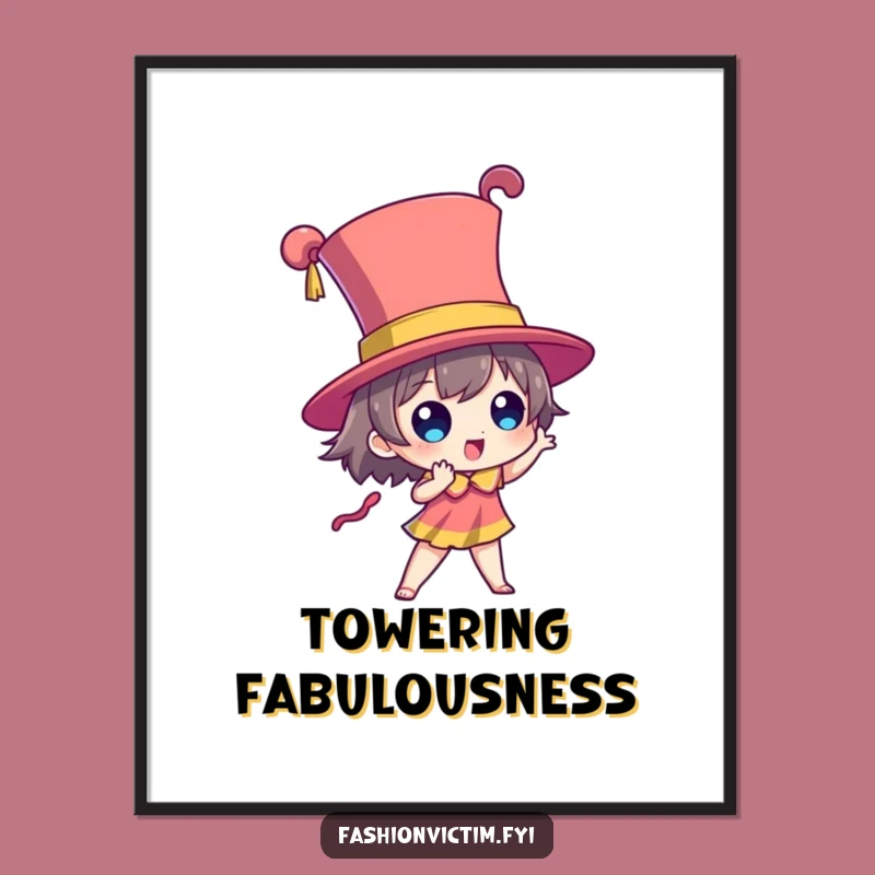 Funny Dramatic Hat Digital Print: Character's Towering Style Art
