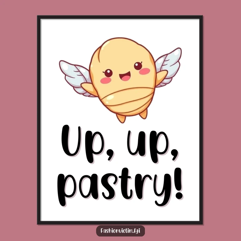 Funny Flying Croissant Digital Print - Instant Whimsy for Your Walls
