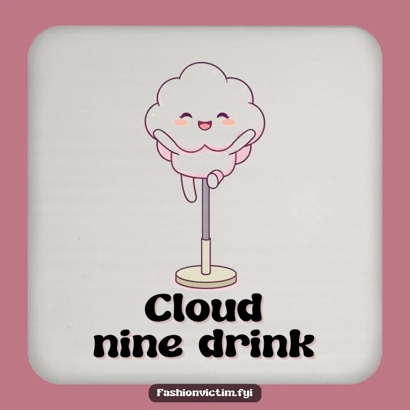 Funny Cloud Leap Drink Coaster: Protect Surfaces with Playful Humor