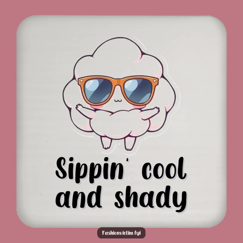 Funny Cloud Sunglasses Coaster: Confident Style for Your Table