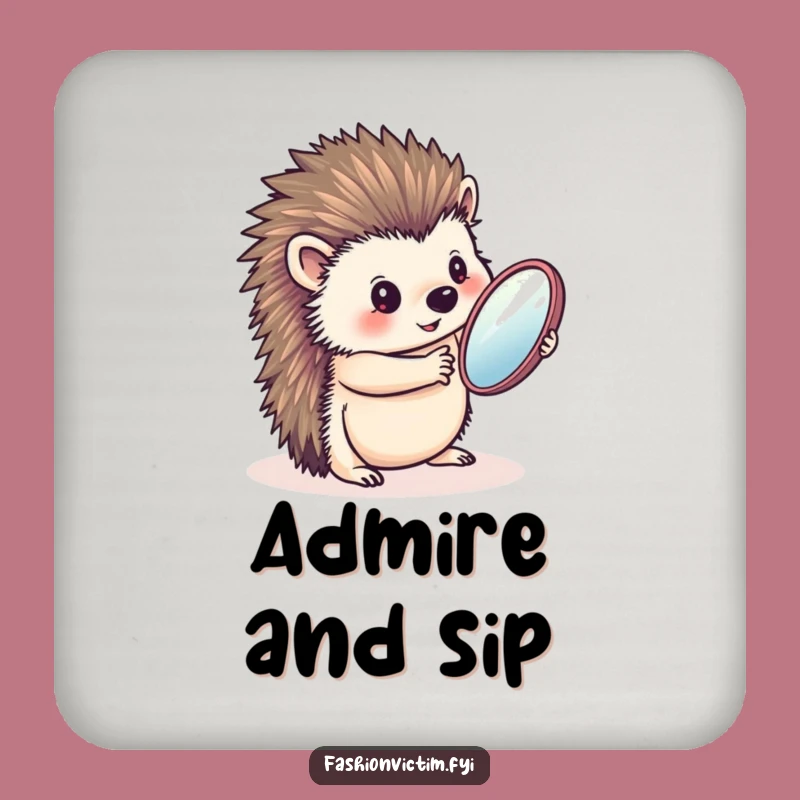 Funny Hedgehog Mirror Coaster: Protect Surfaces with Style