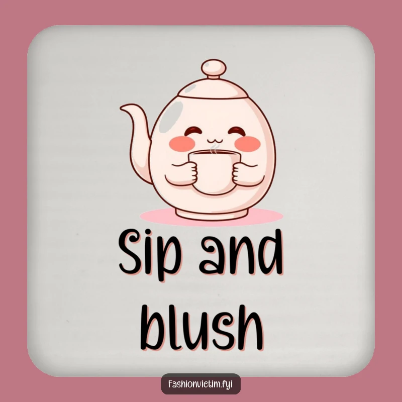 Funny Shy Teapot Coaster, Protect Surfaces with Blushing Charm!