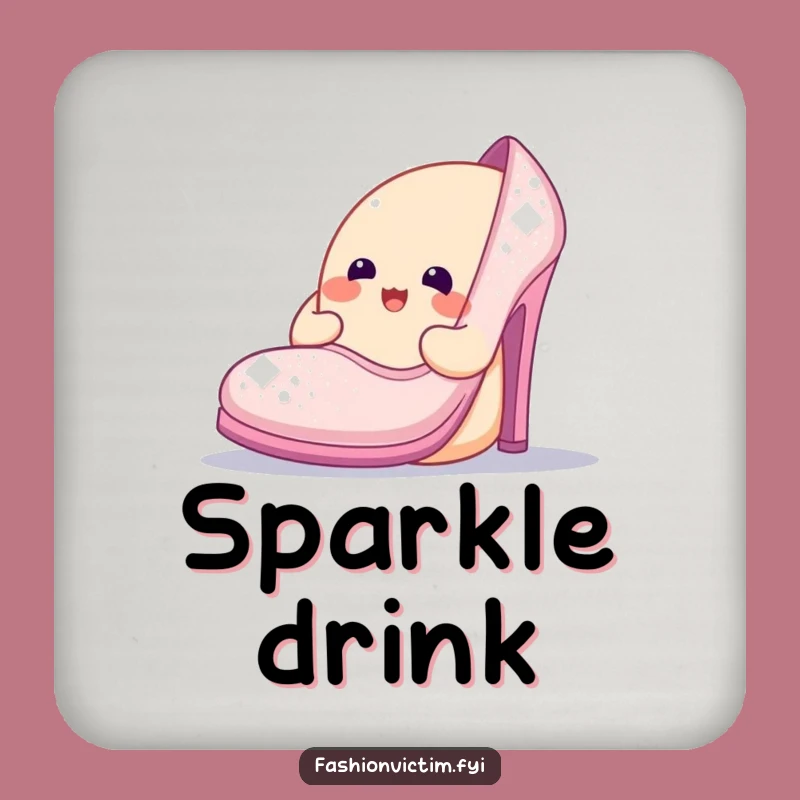 Funny Sparkly Shoe Drink Coaster: Protect Surfaces with Glamorous Humor