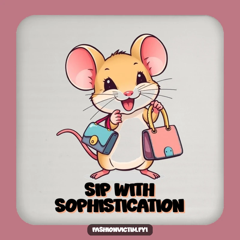 Funny Tiny Mouse Designer Handbag Coaster: Protect Surfaces with Style