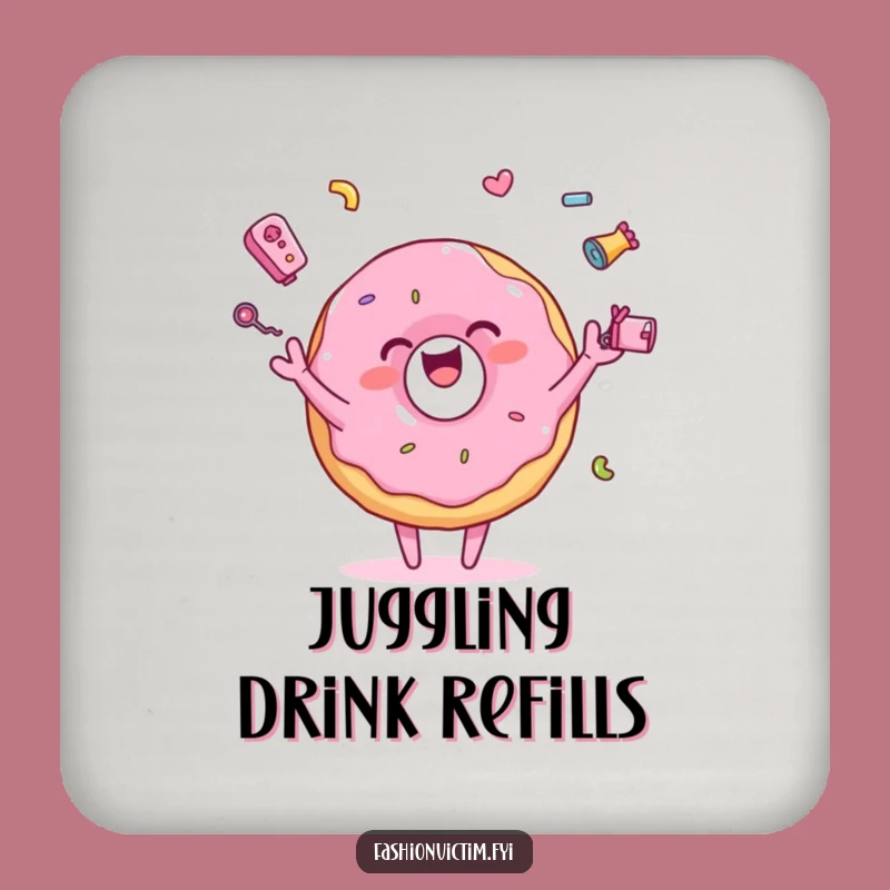 Funny Juggling Donut Coaster: Colorful Protection for Tables