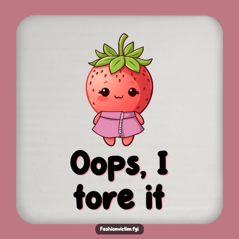 Funny Shy Strawberry Ripped Dress Coasters - Protect Surfaces with Humor