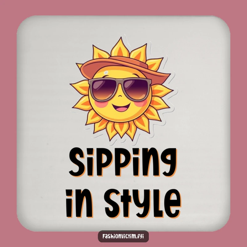 Funny Sun Coaster: Cool Sunglasses Hat Decor