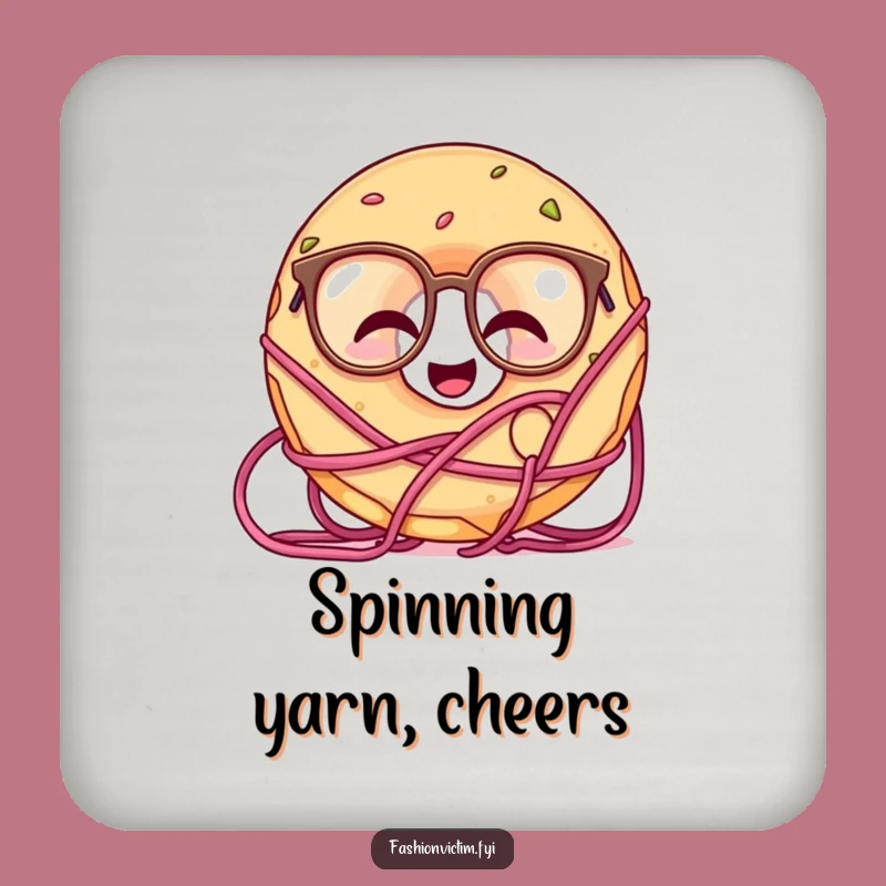 Funny Giggling Doughnut Glasses Yarn Coasters - Protect Surfaces with Humor