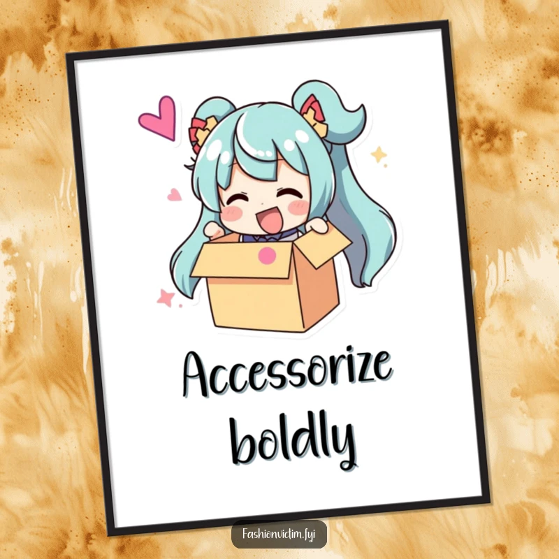 Funny Poster: A character ecstatically unboxing an enormous, vibrantly colored accessory, capturing the peak of joyful anticipation.