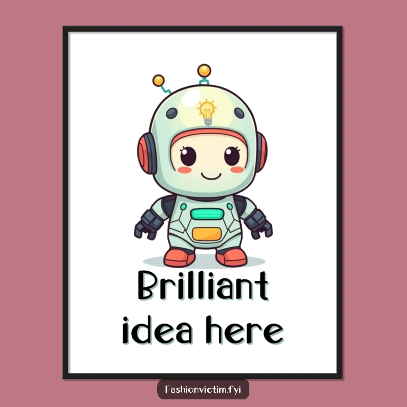Funny Robot Lightbulb Poster - Hilarious Wall Art for Bright Spaces!
