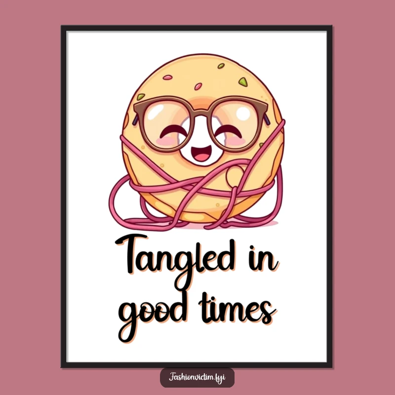 Funny Giggling Doughnut Glasses Yarn Poster - Whimsical Wall Art, Perfect Gift