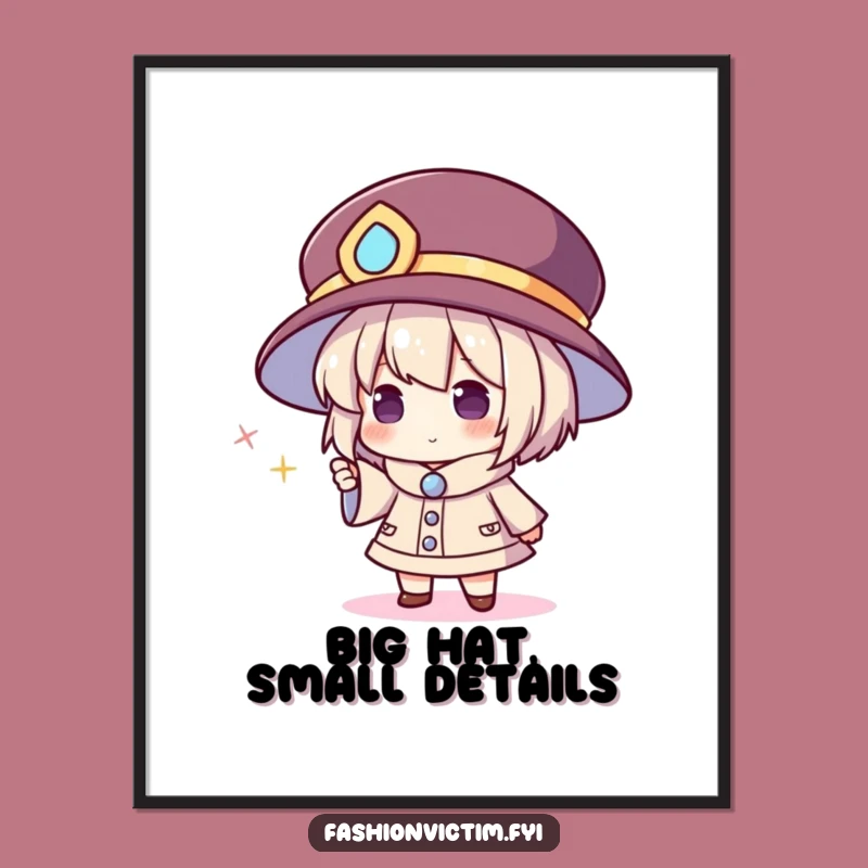 Funny Oversized Hat Art Print: Hilarious Decor for Accessory Aficionados